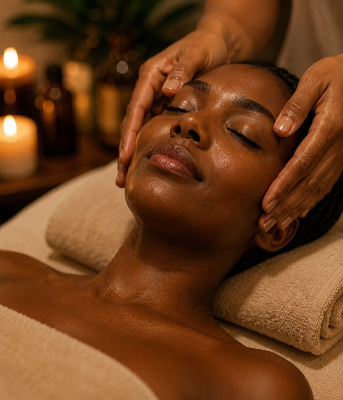 Facial massage during a treatment at Oasis